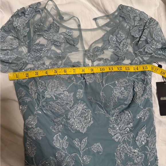 Rickie Freeman for Teri Jon Dusty Blue Formal Dress - Picture 9 of 10